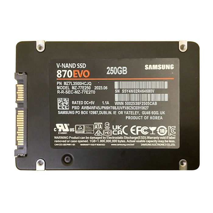 Samsung MZ-77E250 | 870 EVO Series 250GB 2.5-inch 6GB/s SATA 512MB Cache V-NAND 3bit MLC Solid State Drive Refurbished - Samsung refurbished available on Gotodirect