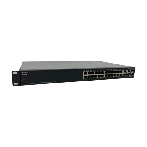 Cisco SRW224G4P-K9-NA-RF | Small Business 300 Series SF300-24P 24 x Ports PoE 10/100Base-TX + 2 x GE RJ-45 Ports + 2 x Combo SFP mini-GBIC Ports Layer 3 Managed 1U Rack-Mountable Gigabit Ethernet Netwok Switch Refurbished - Cisco Systems Inc. refurbished available on Gotodirect