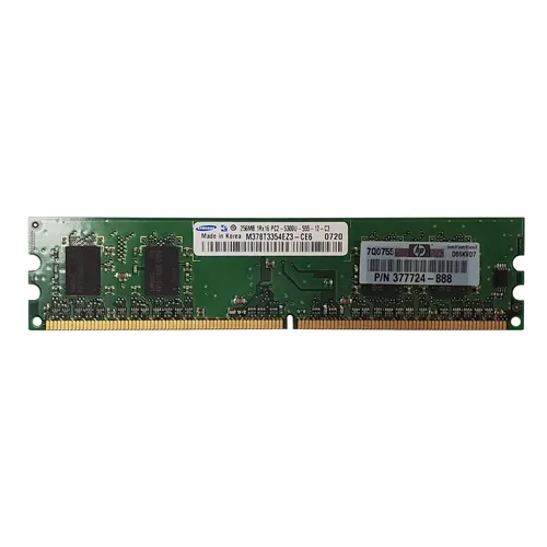 HP 377724-888 | 256MB DDR2-667MHz PC2-5300 Non-ECC Unbuffered UDIMM CL5 1Rx8 1.8V 240-Pin Memory Module Refurbished - Hewlett-Packard (ou HP en abrégé) refurbished available on Gotodirect