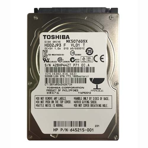 HP 645215-001 | 500GB 5400RPM SATA 3Gb/s 8MB Cache 2.5-inch Hard Drive for Pavilion G6 Series Refurbished - Hewlett-Packard (ou HP en abrégé) refurbished available on Gotodirect
