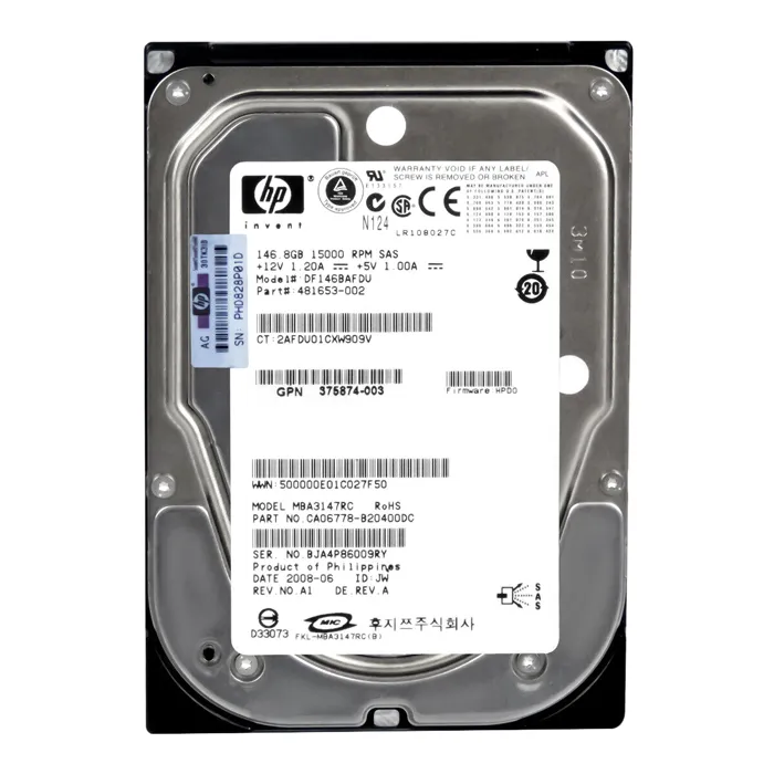 HP 375874-003 | 146GB 15000RPM SAS 3Gb/s LFF Hot-Pluggable Single Port 3.5-inch Hard Drive Refurbished - Hewlett-Packard (ou HP en abrégé) refurbished available on Gotodirect