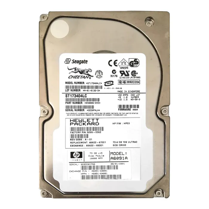 HP A6091A | 73.4GB 10000RPM Ultra160 SCSI Hot Swappable LVD 80-Pin 3.5-Inch Hard Drive Refurbished - Hewlett-Packard (ou HP en abrégé) refurbished available on Gotodirect