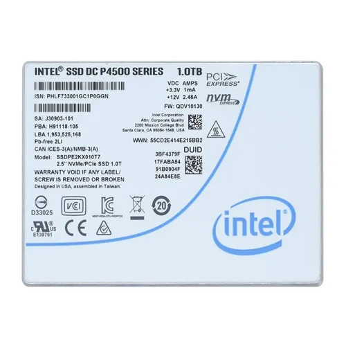 Intel SSDPE2KX010T701 | DC P4500 1TB Triple-Level Cell PCI Express 3.1 x4 NVMe U.2 2.5-Inch Solid State Drive Refurbished - Intel refurbished available on Gotodirect