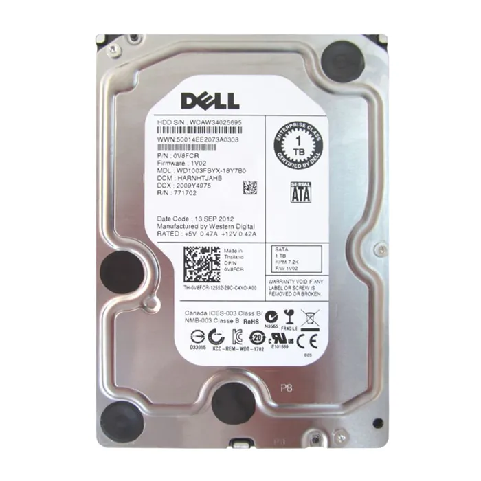 Dell 0V8FCR | 1TB 7200RPM SATA 3Gb/s Hot-Pluggable 64MB Cache 3.5-Inch Hard Drive for PowerEdge Server & PowerVault Storage Array Refurbished - Dell refurbished available on Gotodirect