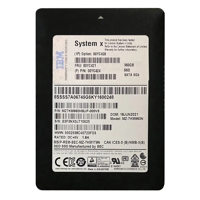 Lenovo 00YC420 | 960GB Multi-Level Cell SATA 6Gb/s Hot Swappable 3.5-Inch Solid State Drive for System x3550 M5 Server Refurbished - Lenovo refurbished available on Gotodirect