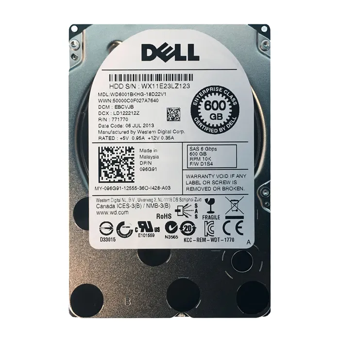 Dell 96G91 | 600GB 10000RPM SAS 6Gb/s Hot-Pluggable Dual Port (512n) 2.5-Inch Hard Drive for PowerEdge Server & PowerVault Storage Array Refurbished - Dell refurbished available on Gotodirect