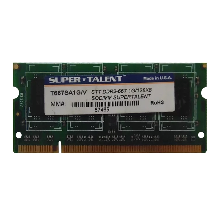 Super Talent T667SA1G/V(SZ) | 1GB DDR2-667MHz PC2-5300 Non-ECC Unbuffered CL5 200-Pin SODIMM 1.8V Dual Rank Memory Module Refurbished -  refurbished available on Gotodirect