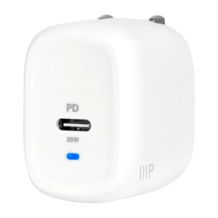 Monoprice 42263 | USB-C Charger 20W 1-port PD GaN Technology Foldable Wall Charger White for MacBook Pro/Air iPad Pro iPhone 16/15/14/Pro/Pro Max Refurbished -  refurbished available on Gotodirect