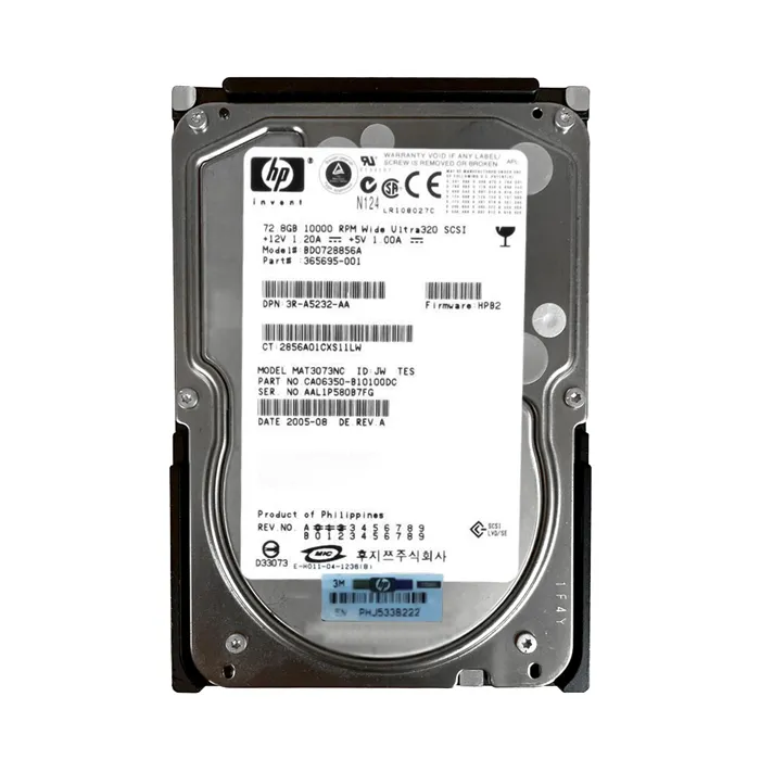 HP 365695-001 | 72.8GB 10000RPM Ultra320 SCSI Hot Pluggable LVD 80-Pin 3.5-Inch Hard Drive for ProLiant BL20p G3 Refurbished - Hewlett-Packard (ou HP en abrégé) refurbished available on Gotodirect