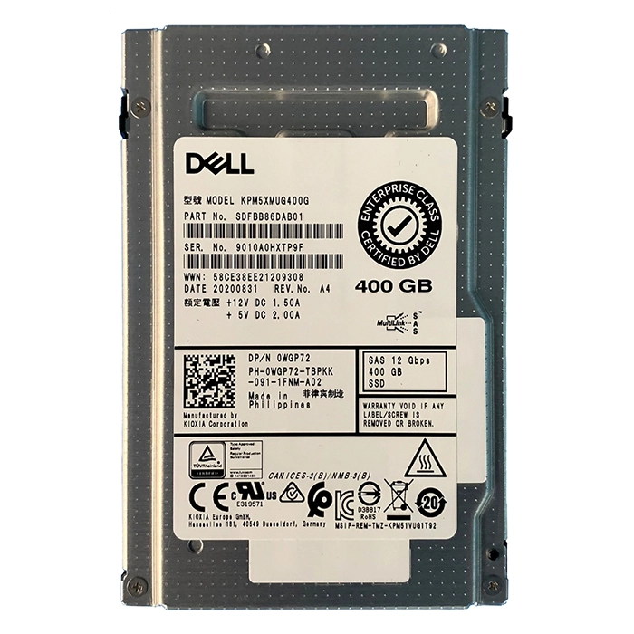 Dell WGP72 | 400GB 2.5-inch 12GB/s SAS Triple-Level Cell Write-Intensive (512e) Hot-Pluggable Solid State Drive for PowerEdge G14 - G16 Servers and Storage Arrays Refurbished - Dell refurbished available on Gotodirect