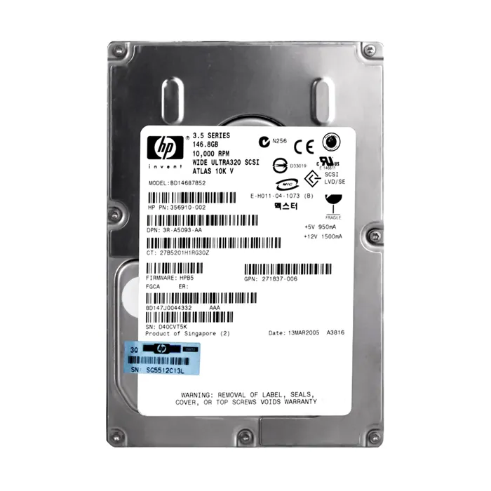HP 3R-A5093-AA | 146GB 10000RPM Ultra320 SCSI Hot-Pluggable LVD 80-Pin 3.5-inch Hard Drive for ProLiant Server Refurbished - Hewlett-Packard (ou HP en abrégé) refurbished available on Gotodirect