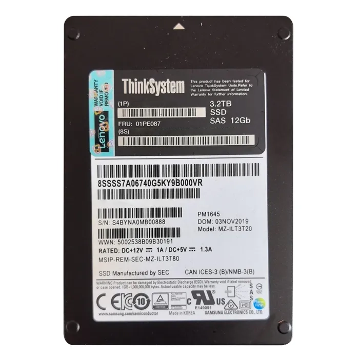 Lenovo 01PE087 | 3.2TB Mainstream SAS TLC 12Gbps Mixed Use 2.5-Inch Internal Solid State Drive Refurbished - Lenovo refurbished available on Gotodirect