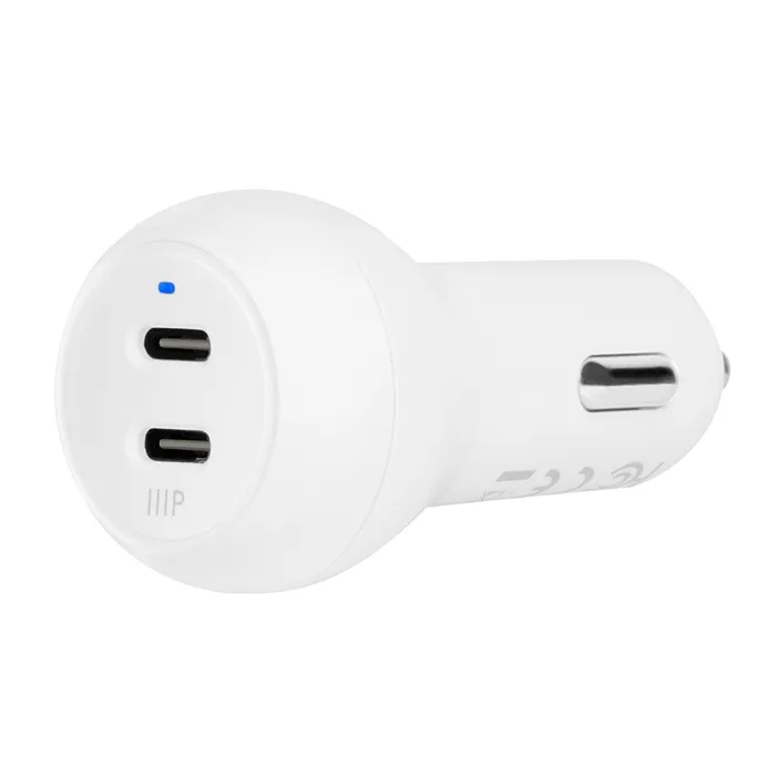 Monoprice 41989 | USB-C Car Charger 45W 2-port PD White for MacBook Pro/Air iPad Pro iPhone 16/15/14/Plus/Pro/Pro Max Pixel Refurbished -  refurbished available on Gotodirect