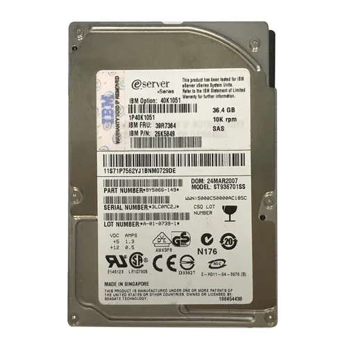 IBM 26K5849 | 36.4GB 10000RPM SAS 3Gb/s Hot Swappable 2.5-Inch Hard Drive for System x3650 Refurbished -  refurbished available on Gotodirect