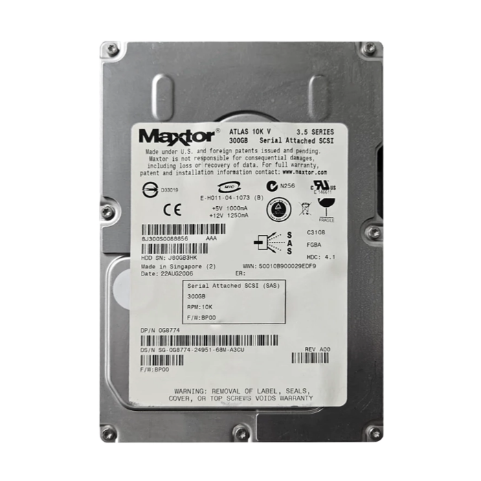 Dell G8774 | 300GB 10000RPM SAS 3Gb/s Hot-Pluggable 3.5-Inch Hard Drive for PowerEdge Server & PowerVault Storage Array Refurbished - Dell refurbished available on Gotodirect