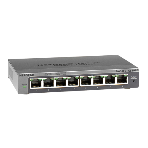 Netgear GS108E-300NAS | Prosafe GS108E 8 x RJ-45 Ports 10/100/1000Base-T Layer 2 Unmanaged Gigabit Ethernet Network Switch Refurbished - Netgear refurbished available on Gotodirect
