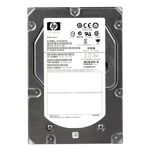 HP 581314-001 | 600GB 15000RPM SAS 6Gb/s 16MB Cache Hot-Pluggable Dual Port LFF 3.5-inch Enterprise Hard Drive for ProLiant Server Refurbished - Hewlett-Packard (ou HP en abrégé) refurbished available on Gotodirect