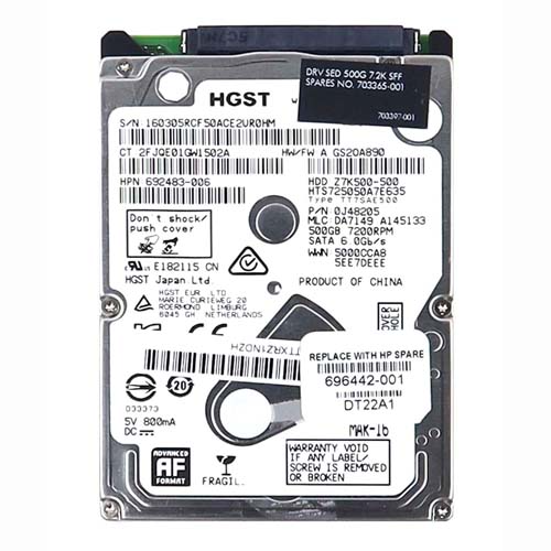 HP 692483-006 | 500GB 7200RPM SATA 6Gb/s 32MB Cache 2.5-inch Hard Drive Refurbished - Hewlett-Packard (ou HP en abrégé) refurbished available on Gotodirect
