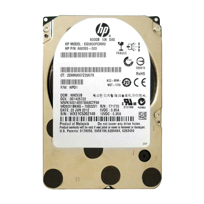 HP EG0600FCHHU | 600GB 10000RPM SAS 6Gb/s SFF Hot-Pluggable 2.5-inch Hard Drive for Gen8/9 ProLiant Server/Storage Array Refurbished - Hewlett-Packard (ou HP en abrégé) refurbished available on Gotodirect