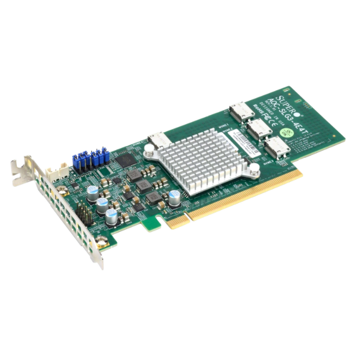 Supermicro AOC-SLG3-4E4T-O | Quad Port Oculink Retimer PCI Express 3.0 x16 NVMe HBA Controller Card Refurbished -  refurbished available on Gotodirect