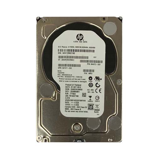 HP 694372-003 | 4TB 7200RPM SATA 3Gb/s 3.5-Inch Midline Hard Drive for ProLiant Servers and Storage Arrays Refurbished - Hewlett-Packard (ou HP en abrégé) refurbished available on Gotodirect