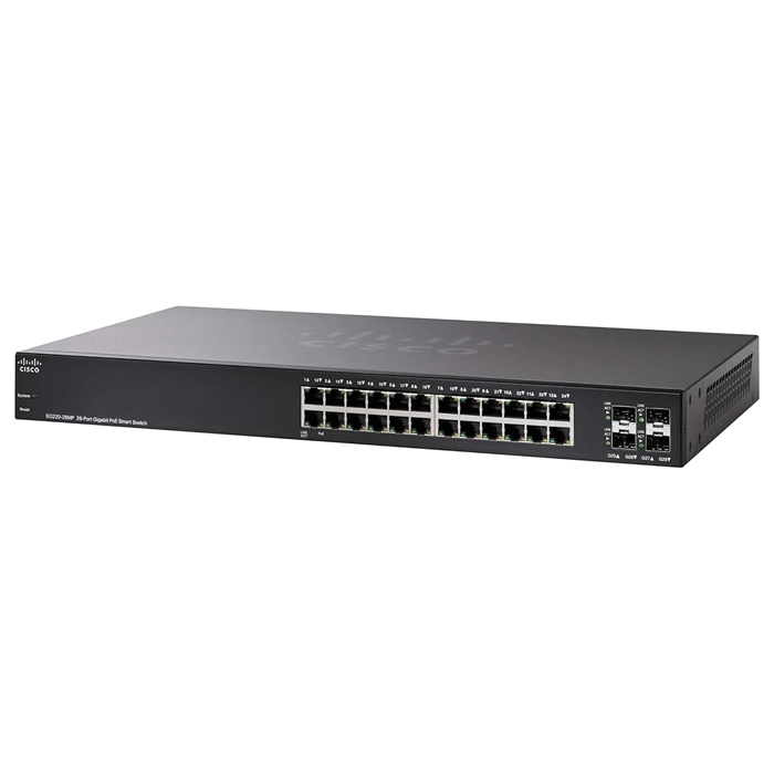 Cisco SG220-28MP | Small Business 220 Series 24 x Ports PoE+ 10/100/1000Base-T + 4 x Ports SFP Rack-mountable Layer 2 Managed Gigabit Ethernet Network Switch Refurbished - Cisco Systems Inc. refurbished available on Gotodirect