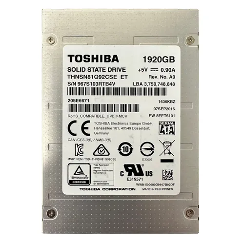 Toshiba THNSN81Q92CSE | HK4R Series 1.92TB Multi-Level Cell SATA 6Gb/s Read Intensive 2.5-Inch Solid State Drive Refurbished - Toshiba refurbished available on Gotodirect