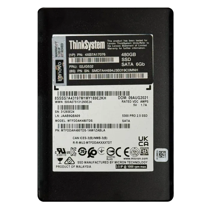 Lenovo 4XB7A17076 | 480GB SATA 6GB/s 2.5-Inch Internal Solid State Drive for ThinkAgile VX Refurbished - Lenovo refurbished available on Gotodirect