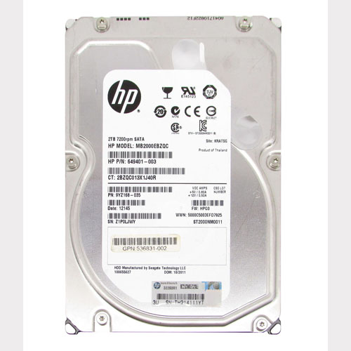 HP 536831-002 | Midline 2TB 7200RPM SATA 6Gb/s 512e 3.5-Inch Hard Drive Refurbished - Hewlett-Packard (ou HP en abrégé) refurbished available on Gotodirect