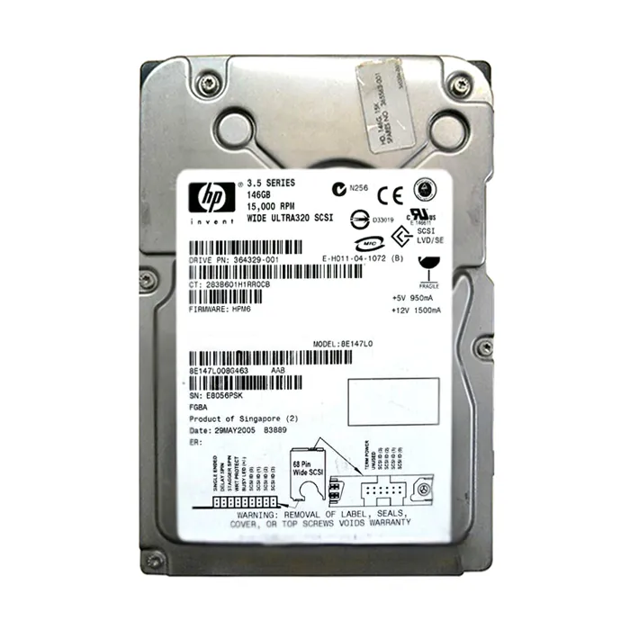 HP 364329-001 | 146GB 15000RPM Ultra320 SCSI 8MB Cache LVD 68-Pin 3.5-inch Hard Drive Refurbished - Hewlett-Packard (ou HP en abrégé) refurbished available on Gotodirect