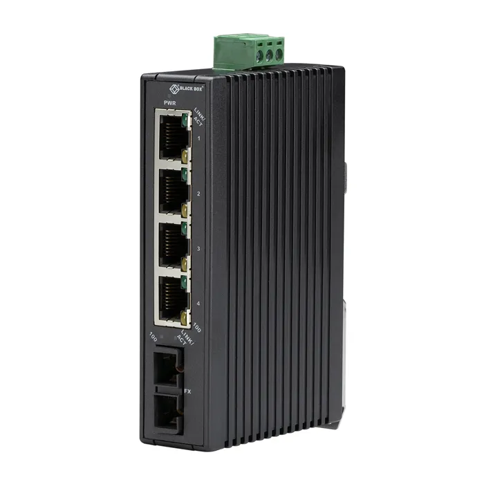 Black Box LBH120A-H-SC | LBH120 Series 4 x Ports 10/100Base-T RJ-45 + 1 x Port 100Base-T Layer 2 Fast Ethernet Hardened Temperature Switch Refurbished -  refurbished available on Gotodirect