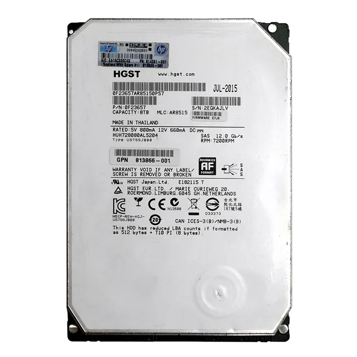 HP 813866-001 | 8TB 7200RPM SAS 12Gb/s Dual Port Hot Pluggable 512e LFF 3.5-Inch Midline Hard Drive for MSA1040 SAN Storage Arrays Refurbished - Hewlett-Packard (ou HP en abrégé) refurbished available on Gotodirect