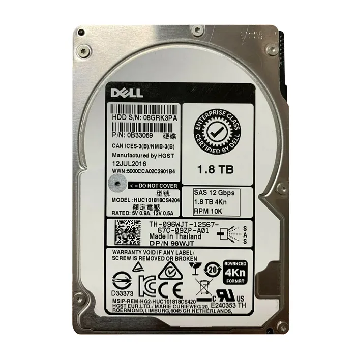 Dell 96WJT | 1.8TB 10000RPM SAS 12Gb/s Hot-Pluggable 64MB Cache 2.5-Inch Hard Drive for PowerEdge Server & PowerVault Server Refurbished - Dell refurbished available on Gotodirect