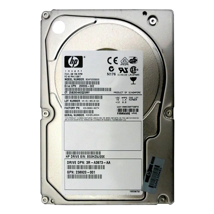 HP 238920-001 | 73GB 10000RPM Fibre Channel 2Gb/s Hot-Pluggable Dual Port 3.5-Inch Hard Drive Refurbished - Hewlett-Packard (ou HP en abrégé) refurbished available on Gotodirect