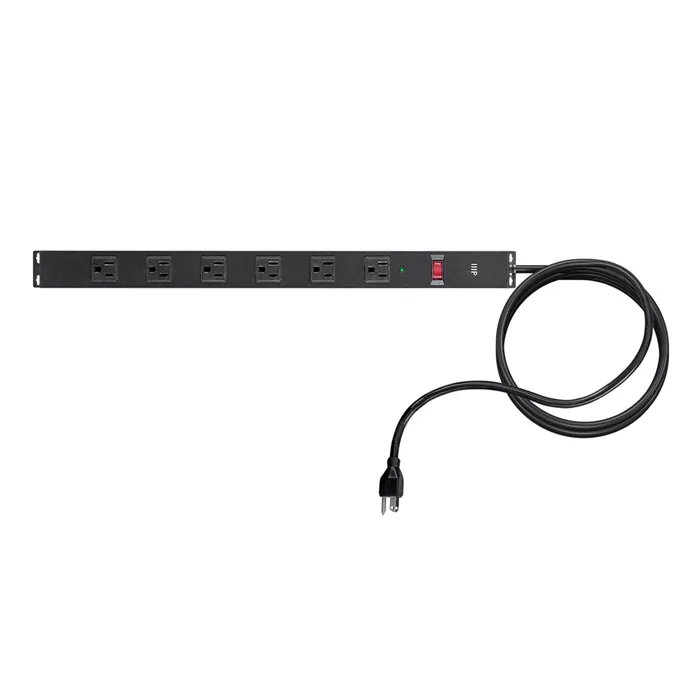Monoprice 35097 | 6 Outlet Metal Surge Protector Power Strip with Surface Mount Tabs 540 Joules 15ft Cord Black Refurbished -  refurbished available on Gotodirect