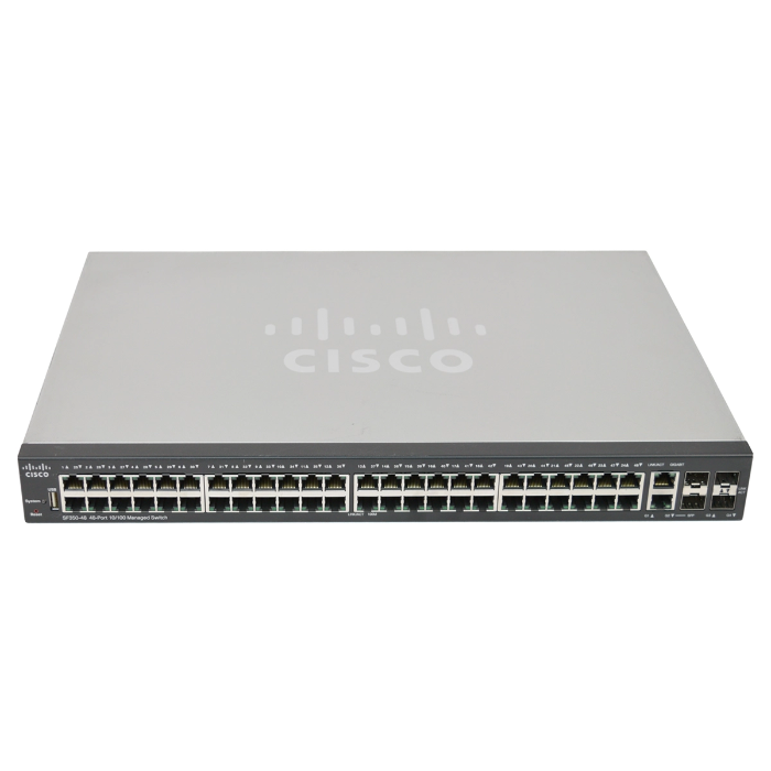 Cisco SF350-48-K9 | Small Business 350 Series SF350-48 48 x RJ-45 Ports 10/100Base-TX + 2 x Combo RJ-45/SFP Ports + 2 x SFP Ports Layer 3 Managed Rack-mountable Fast Ethernet Network Switch Refurbished - Cisco Systems Inc. refurbished available on Gotodirect