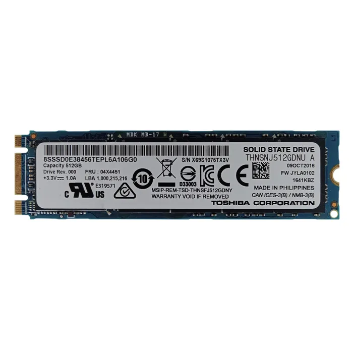 Toshiba THNSNJ512GDNU | HG6 Series 512GB Multi-Level Cell SATA 6Gb/s NAND Flash Hot-Pluggable M.2 2280 Solid State Drive Refurbished - Toshiba refurbished available on Gotodirect