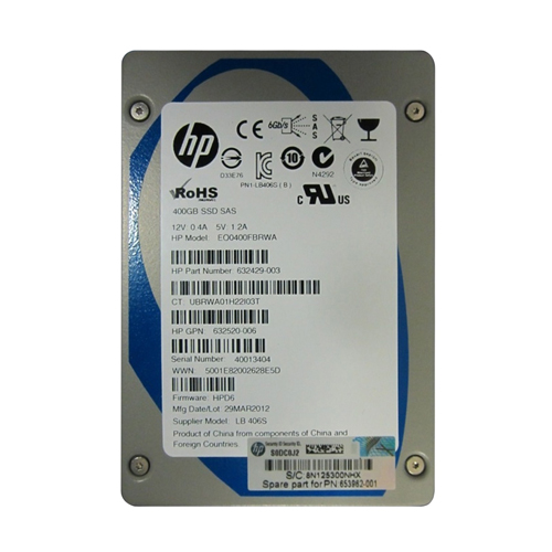 HP 653962-001 | 400GB Single-Level Cell SAS 6Gb/s 2.5-Inch Enterprise Solid State Drive for ProLiant Servers Refurbished - Hewlett-Packard (ou HP en abrégé) refurbished available on Gotodirect
