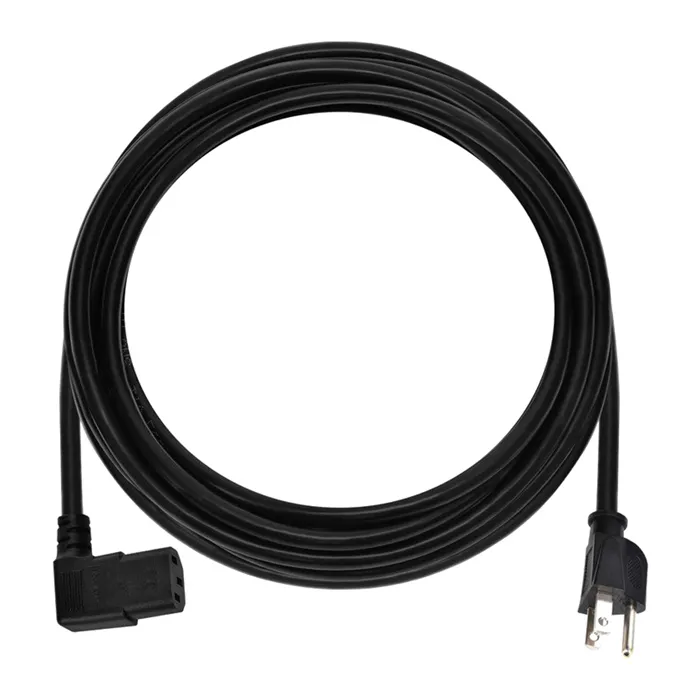Monoprice 7686 | Right Angle Power Cord NEMA 5-15P to Right Angle IEC 60320 C13 14AWG 15A/1875W SJT 125V Black 15ft Refurbished -  refurbished available on Gotodirect