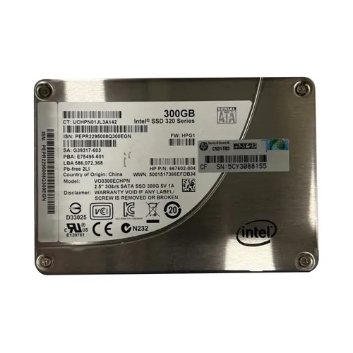HP 667602-004 | 320 Series 300GB Multi-Level Cell SATA 3Gb/s Hot-Pluggable SFF 2.5-Inch Solid State Drive for ProLiant Servers Refurbished - Hewlett-Packard (ou HP en abrégé) refurbished available on Gotodirect