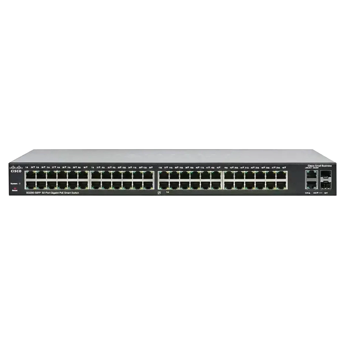 Buy Cisco SG200-50FP | Small Business 200 Series 48 x RJ-45 Ports PoE 10/100/1000Base-T + 2 x Combo Gigabit SFP Managed Rack Mountable 1U Gigabit Ethernet Switch Refurbished - $466.12 Cisco SG200-50FP | Small Business 200 Series 48 x RJ-45 Ports PoE 10/100/1000Base-T + 2 x Combo Gigabit SFP Managed Rack Mountable 1U Gigabit Ethernet Switch Refurbished - Cisco Systems Inc. refurbished available on Gotodirect