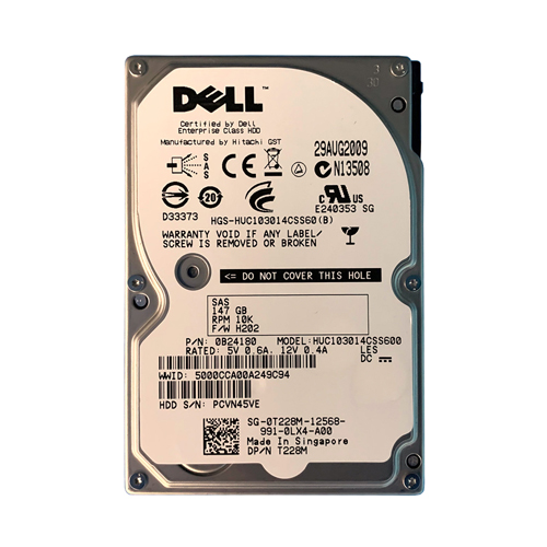 Dell T228M | 146GB 10000RPM SAS 3Gb/s Hot-Pluggable Single Port 2.5-Inch Hard Drive for PowerEdge Server & PowerVault Storage Array Refurbished - Dell refurbished available on Gotodirect