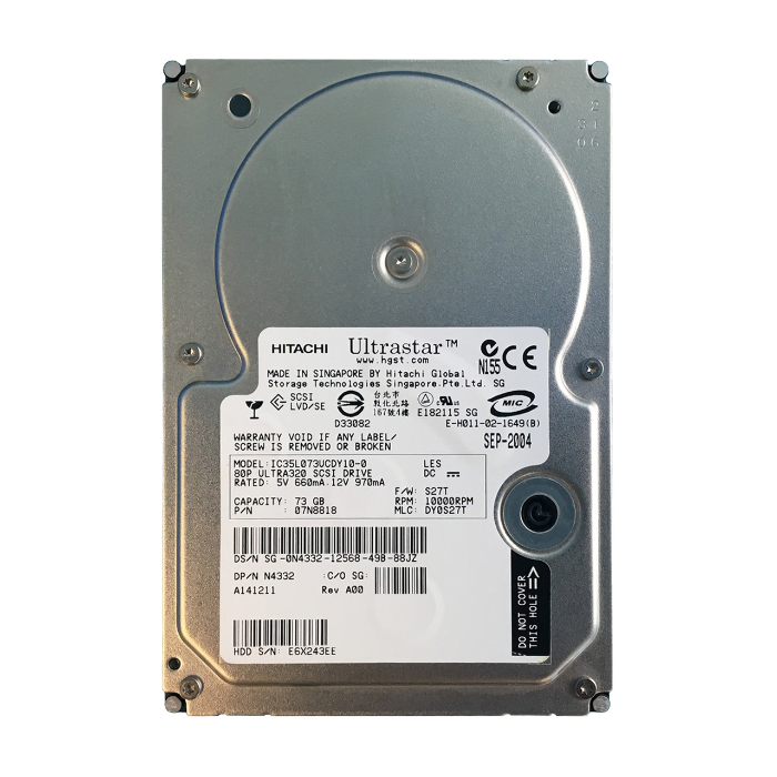 Hitachi 07N8818 | Ultrastar 146Z10 Series 73.4GB 10000RPM Ultra-320 SCSI 8MB Cache 80-Pin 3.5-inch Hard Drive Refurbished -  refurbished available on Gotodirect