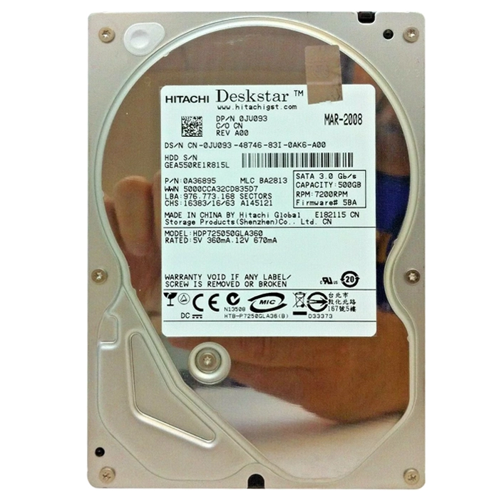 Hitachi 0A36895 | Deskstar P7K500 Series 500GB 7200RPM SATA 3Gb/s 16MB Cache 3.5-inch Hard Drive Refurbished -  refurbished available on Gotodirect