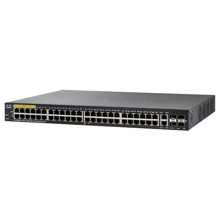 Cisco SF350-48MP-K9NA= | Small Business 350 Series SF350-48MP 48 x Ports PoE+ 10/100Base-TX + 2 x Combo RJ-45/SFP Ports + 2 x SFP (mini-GBIC) Ports Layer 3 Managed Rack-Mountable Fast Ethernet Network Switch Refurbished - Cisco Systems Inc. refurbished available on Gotodirect