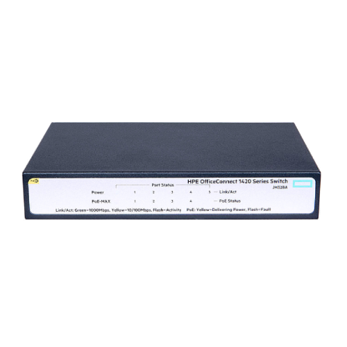 HP JH328A | OfficeConnect 1420 Series 1420-5G-PoE+ (32W) 5 x 10/100/1000Base-T RJ-45 PoE+ Ports Layer 2 Unmanaged Gigabit Ethernet Network Switch Refurbished - Hewlett-Packard (ou HP en abrégé) refurbished available on Gotodirect