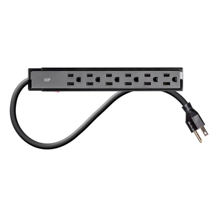 Monoprice 15873 | 2-Pack 6 Outlet Surge Protector Power Strip 201 Joules Clamping Voltage 330V 2ft Cord Refurbished -  refurbished available on Gotodirect