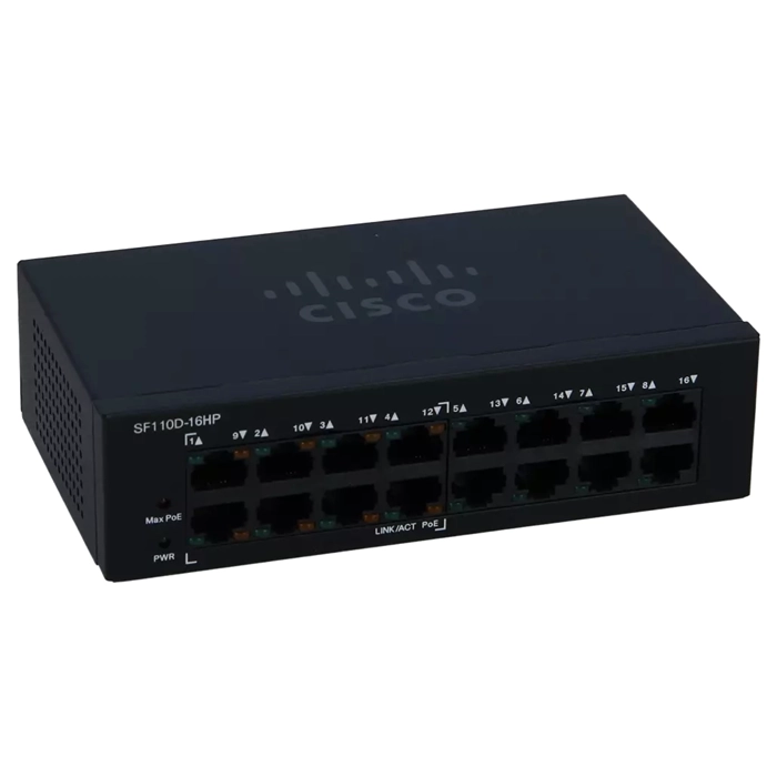Cisco SF110D-16HP | Small Business SF110D-16 PoE RJ-45 16-Port X 10/100Base-TX Unmanaged Wall-Mountable Fast Ethernet Desktop Switch Refurbished - Cisco Systems Inc. refurbished available on Gotodirect