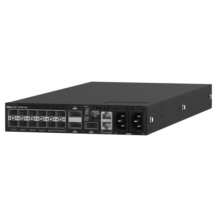 Dell S4112F-ON | PowerSwitch S4100-ON Series S4112F-ON 12 x 10GbE SFP+ and 3 x 100GbE QSFP28 Ports 2 x AC Fixed PSU and 3 x Fixed Fan Layer 3 Managed Gigabit Ethernet Network Switch Refurbished - Dell refurbished available on Gotodirect