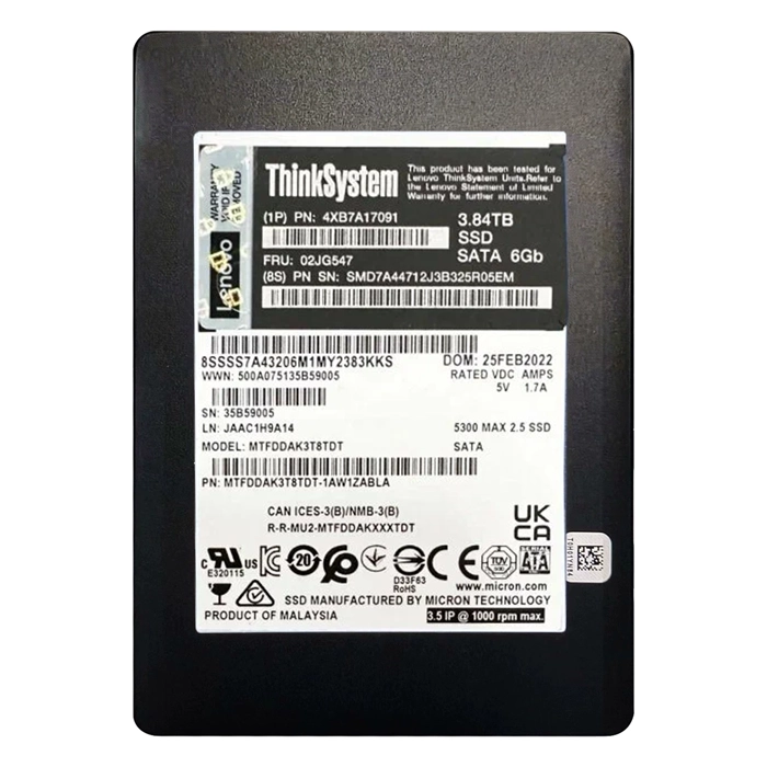 Lenovo 02JG547 | 3.84TB TLC Mainstream SATA 3.0 6Gbps Hot Swap 2.5-Inch Internal Solid State Drive Refurbished - Lenovo refurbished available on Gotodirect